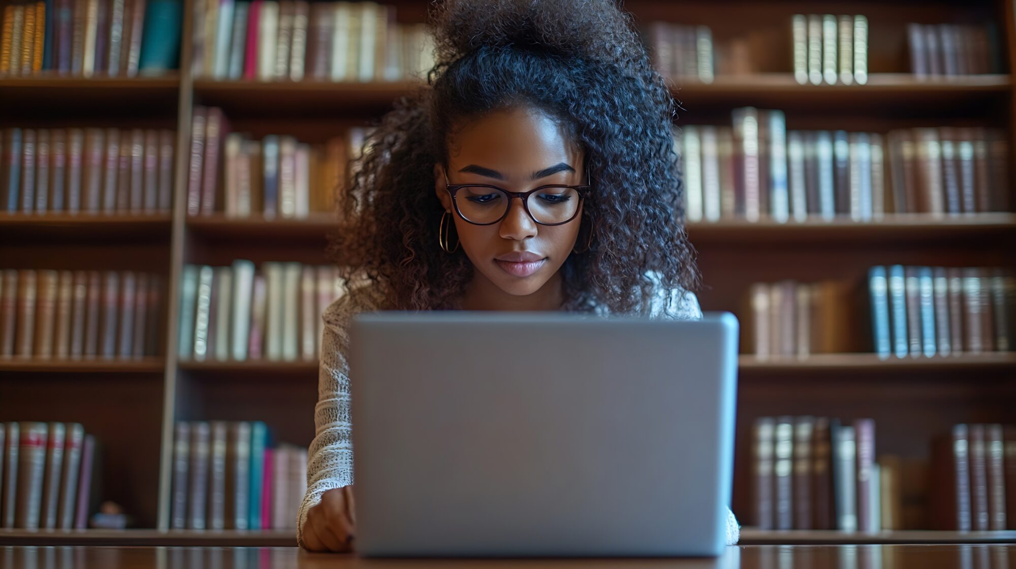 How Online Learning Works at Virtual Preparatory Academy of Washington - young student with laptop surrounded by books schooling from home through online learning